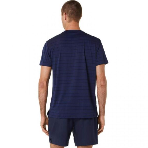 T-shirt Asics Court Stripe Marine Nero - immagine 2