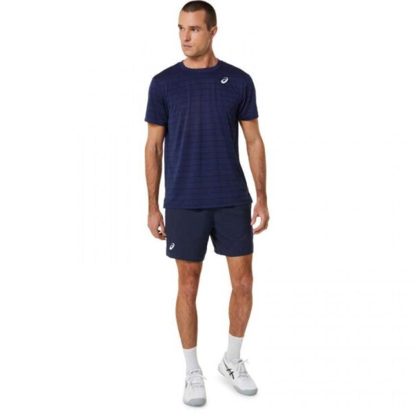 T-shirt Asics Court Stripe Marine Nero - immagine 4