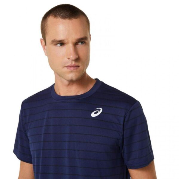 T-shirt Asics Court Stripe Marine Nero - immagine 5