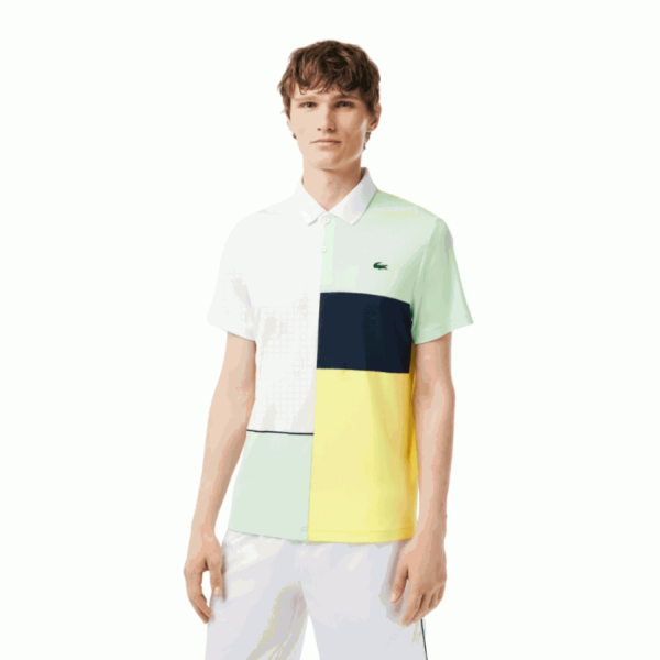 Polo Lacoste Regular Fit Recycled Bianco Verde - immagine 3